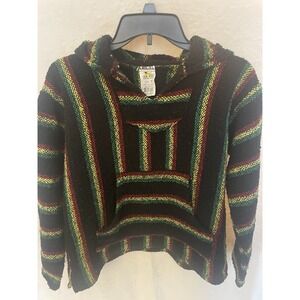 SunSpecs‎ Hoodie Pullover Poncho Baja Rasta Vibe Made in Mexico Vintage Small